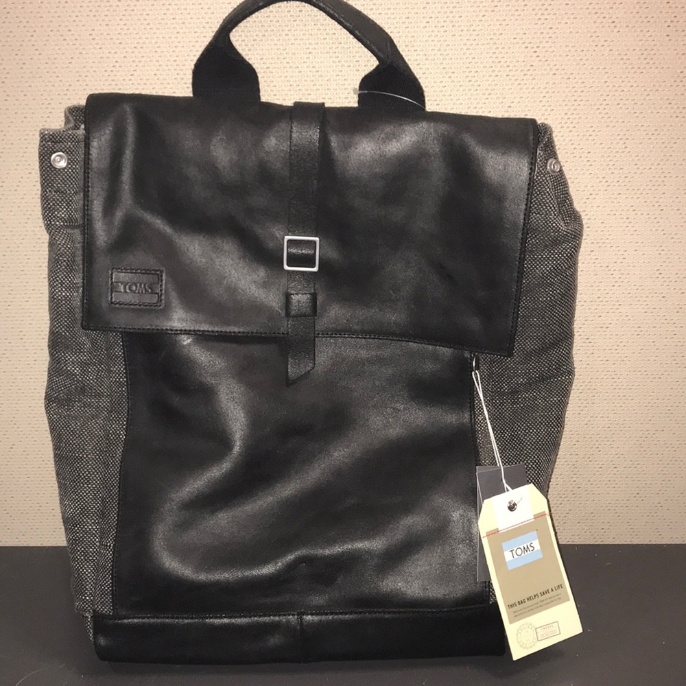 TOMS leather/canvas backpack